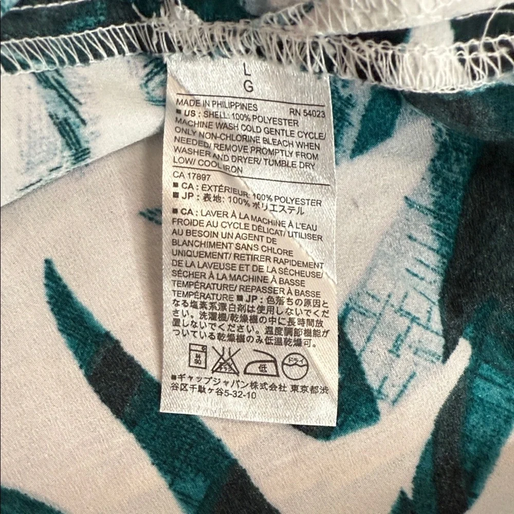 Banana Republic Tropical Palm Leaf Print Kimono Top Wide‎ Slit Sleeve Blouse